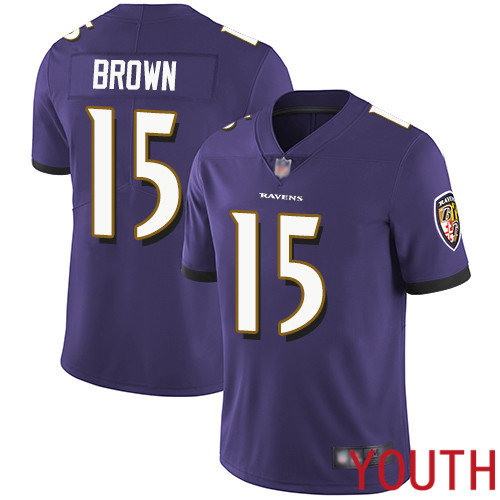 Baltimore Ravens Limited Purple Youth Marquise Brown Home Jersey NFL Football #15 Vapor Untouchable